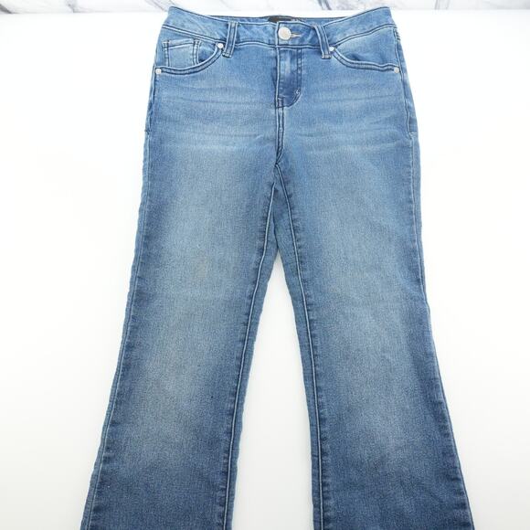 1822 Denim Jeans Womens 2 Flare High Rise Distressed Retro Y2K Stretch Denim Pan - Picture 1 of 16